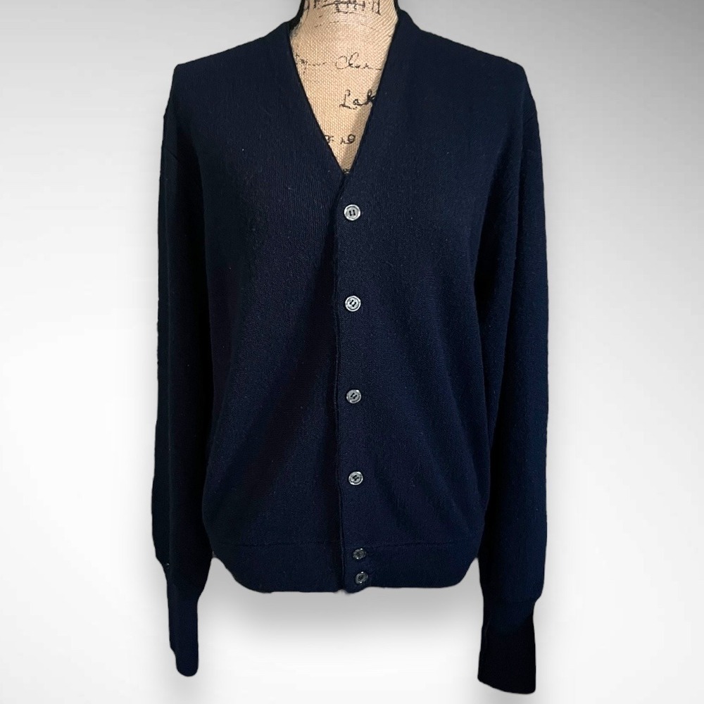 THE FOX SWEATER Vintage Unisex Navy Blue Grandpa Button‎ Front Cardigan | EUC